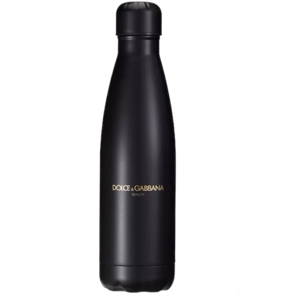 Dolce & Gabbana Thermal Water Bottle Insulated Tumbler Matte Black Gold Font